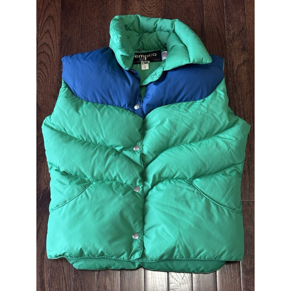 Tempco Insulated Goose Down Vintage Vest Green Unisex Size Large Made In Usa